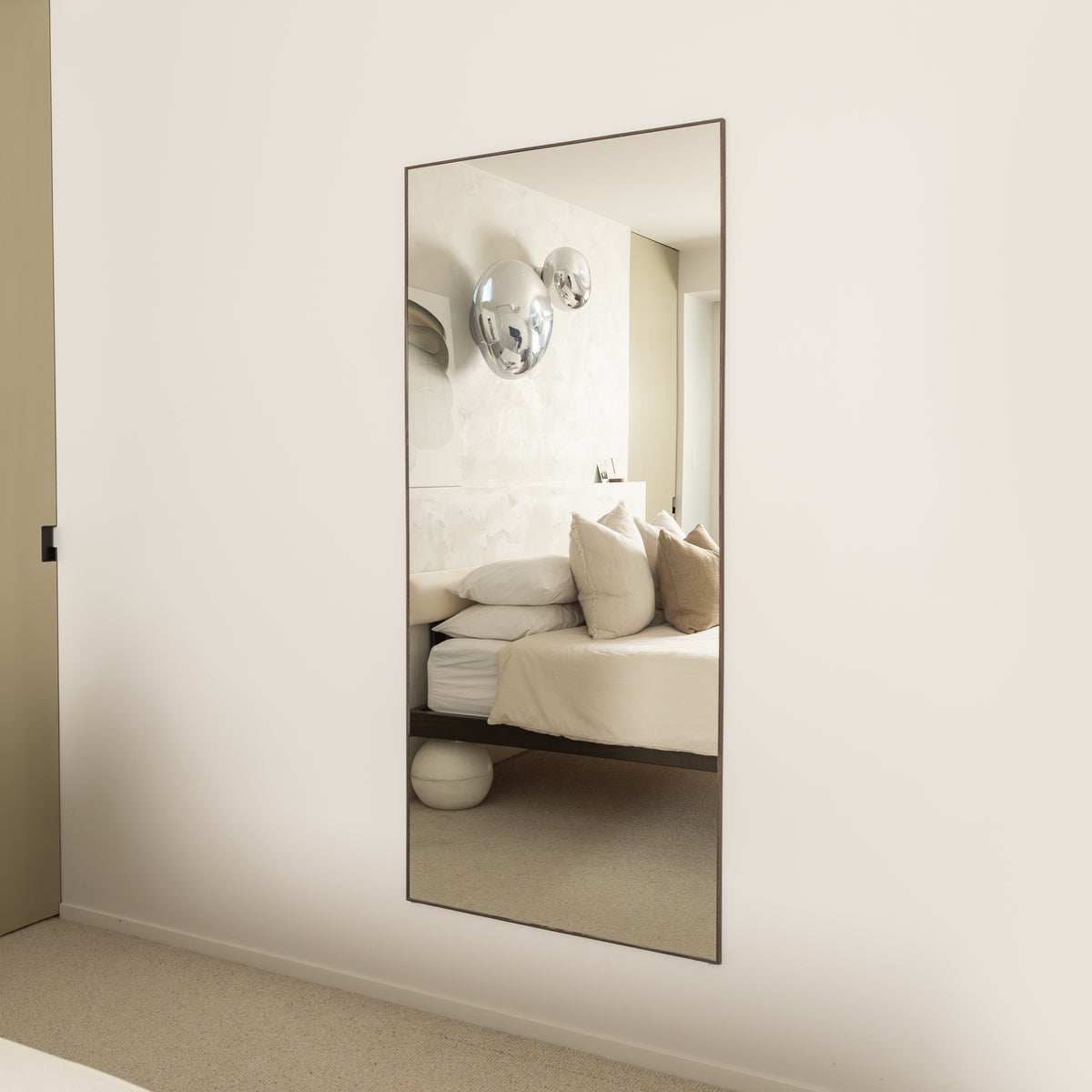 Framed Rectangle Full Length Mirror — Walnut