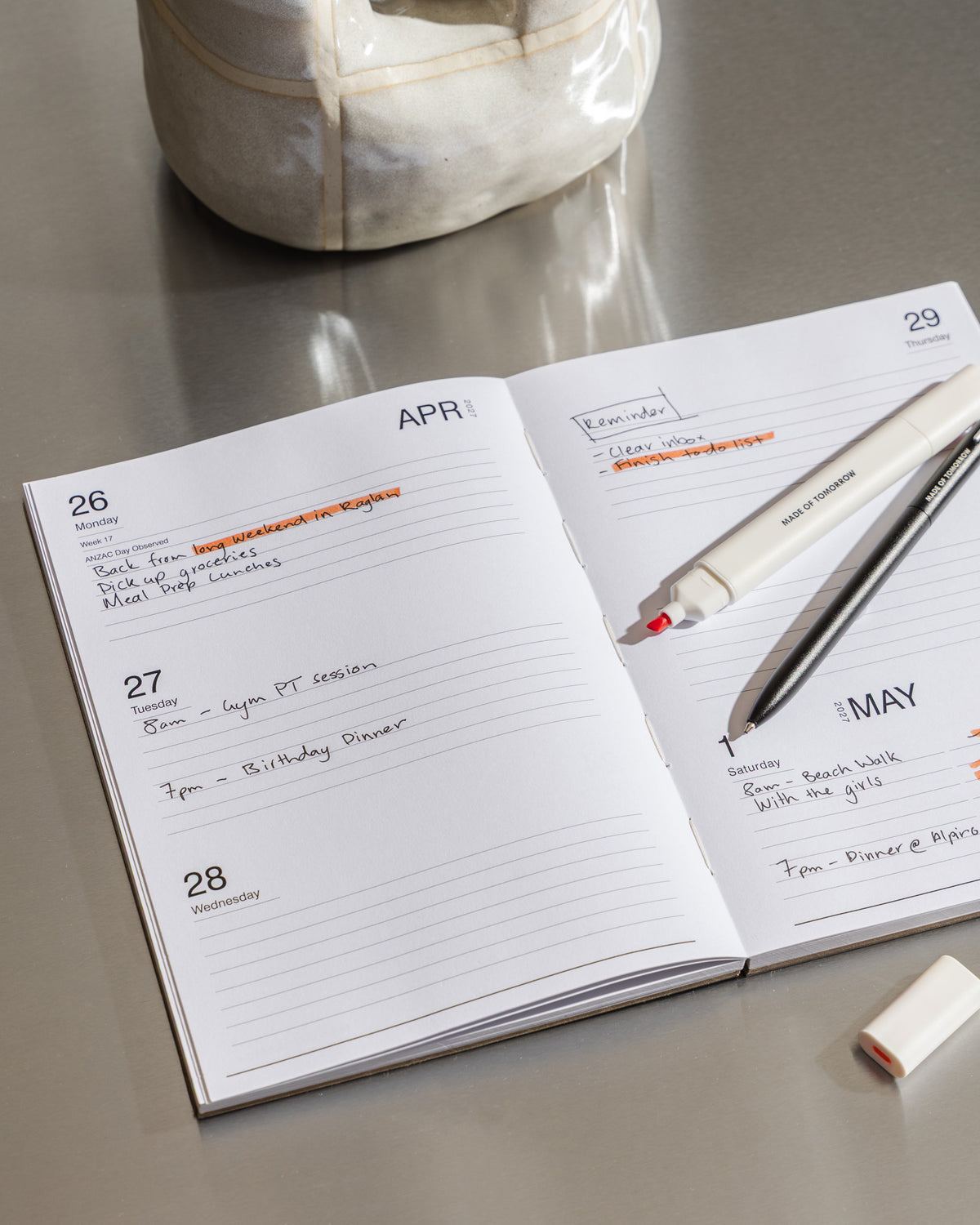 2027 A5 Weekly Diary - Metal